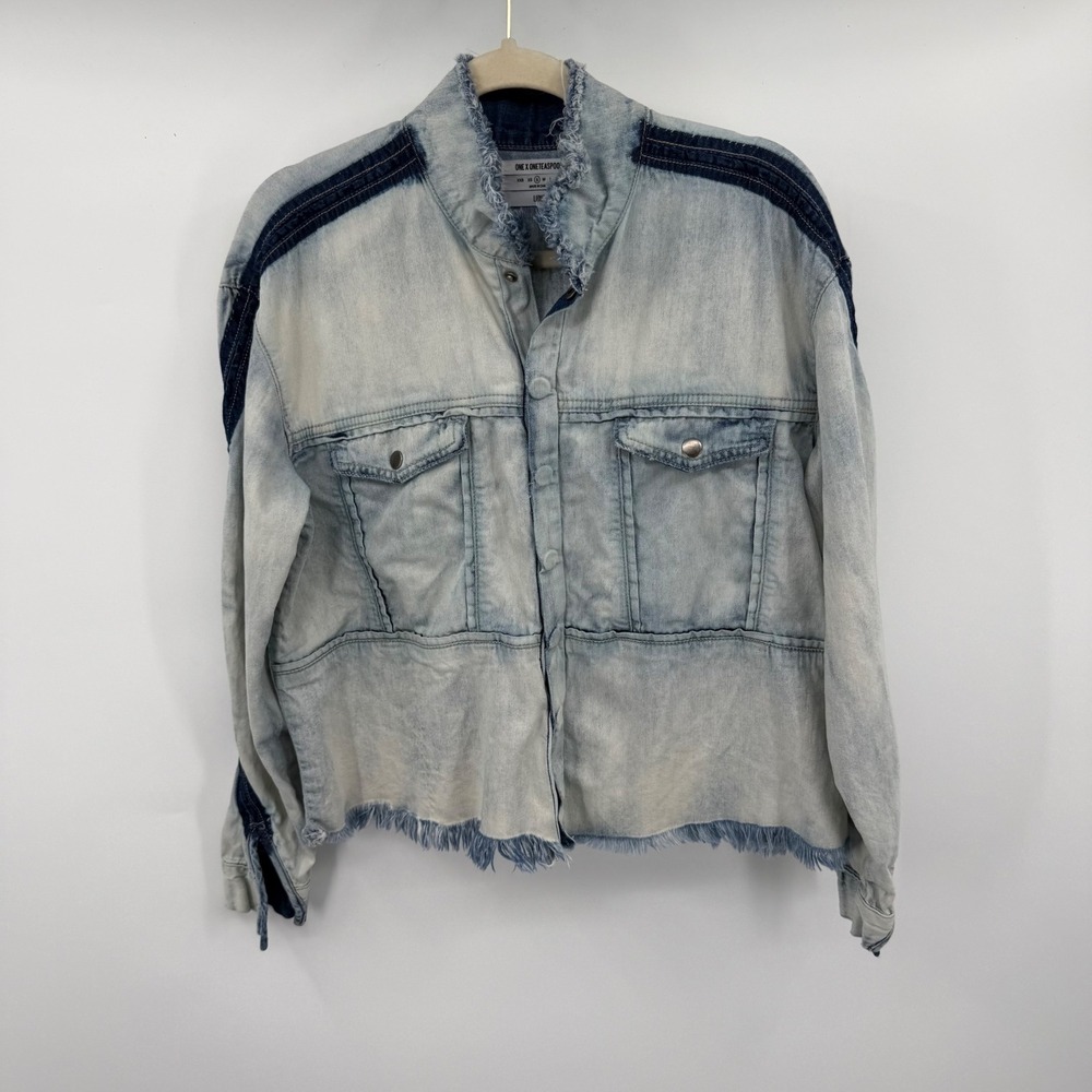 One Teaspoon Luxe Denim Jacket Womens S Light Blue The New Wave Frayed Excellent